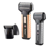 KM-1120 Rechargeable 3 in 1 Double Head Shaver – Nose & Beard Trimmer