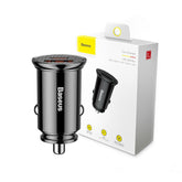 Baseus Circular Plastic A+A 30W Dual QC3.0 Quick Car Charger Black