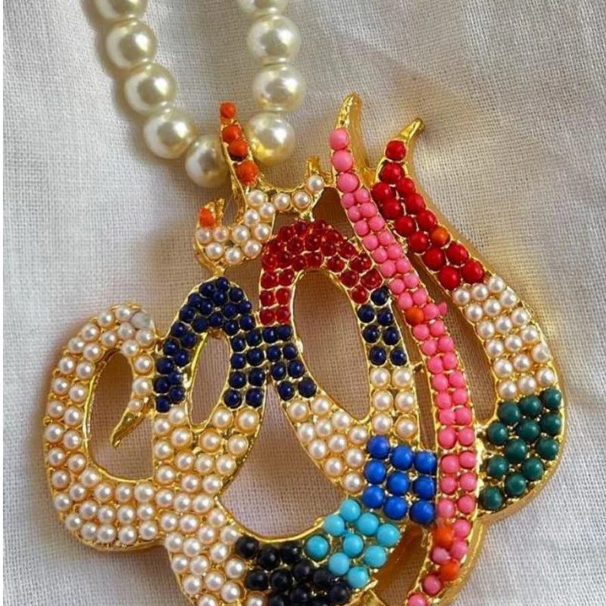 ALLAH Pendant For Women - Multi Zircon Stone