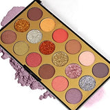 Miss Rose 12 Color Eyeshadow and 6 Color Glitter Palette - 18 Color