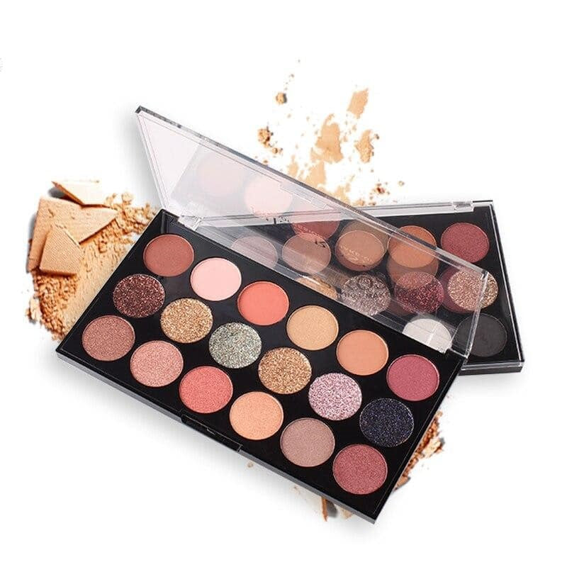 Miss Rose 12 Color Eyeshadow and 6 Color Glitter Palette - 18 Color
