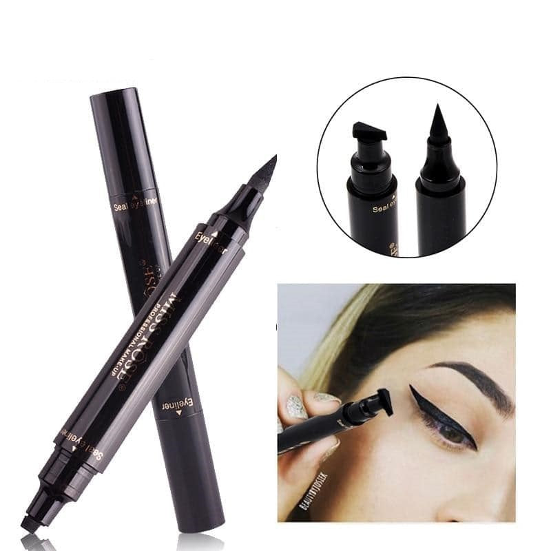 Miss Rose 2 in 1 Eyeliner Pen with Wing Stamp, Waterproof Liquid Eyeliner Pencil Pen