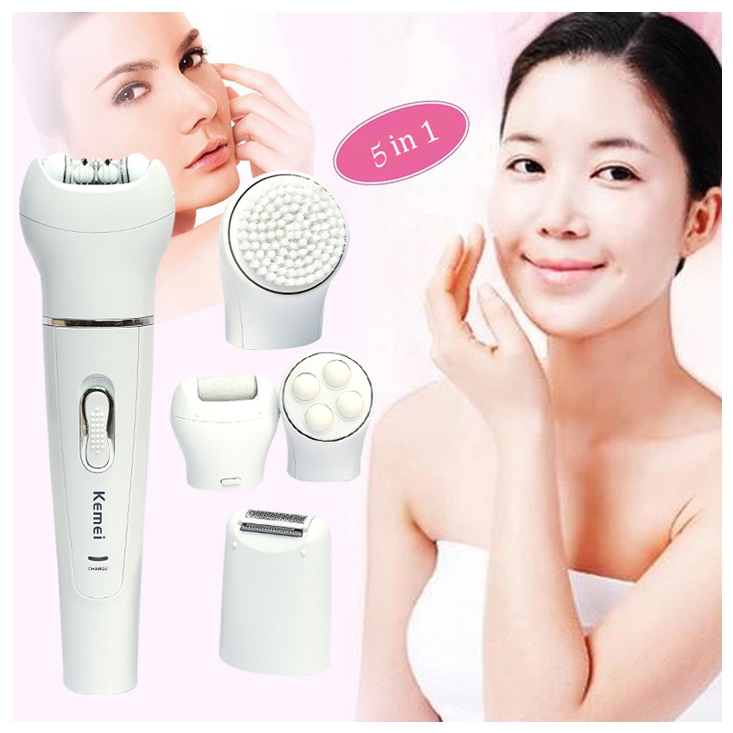 Kemei 5 in 1 Electric Shaver Epilator For Women - KM-2199