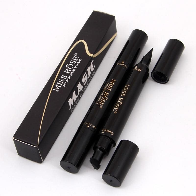 Miss Rose 2 in 1 Eyeliner Pen with Wing Stamp, Waterproof Liquid Eyeliner Pencil Pen