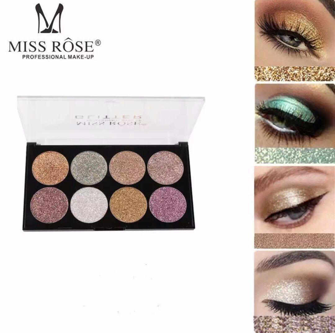 Miss Rose Professional 8 Color Glitter Eyeshadow Palette