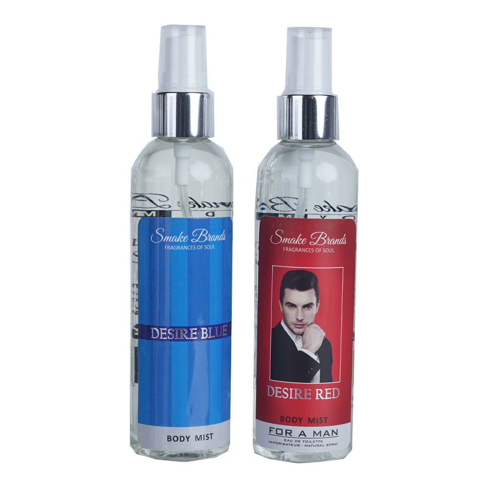 Pack of 2 - Smake Desire Blue & Red Body Mist Body Spray For Men & Women - 125 ml