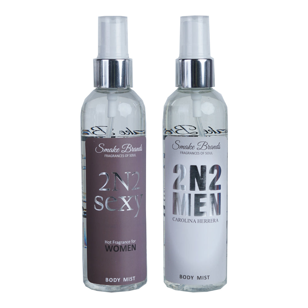 Pack of 2 - Smake 2N2 Body Mist Body Spray For Men & Women - 125 ml Each