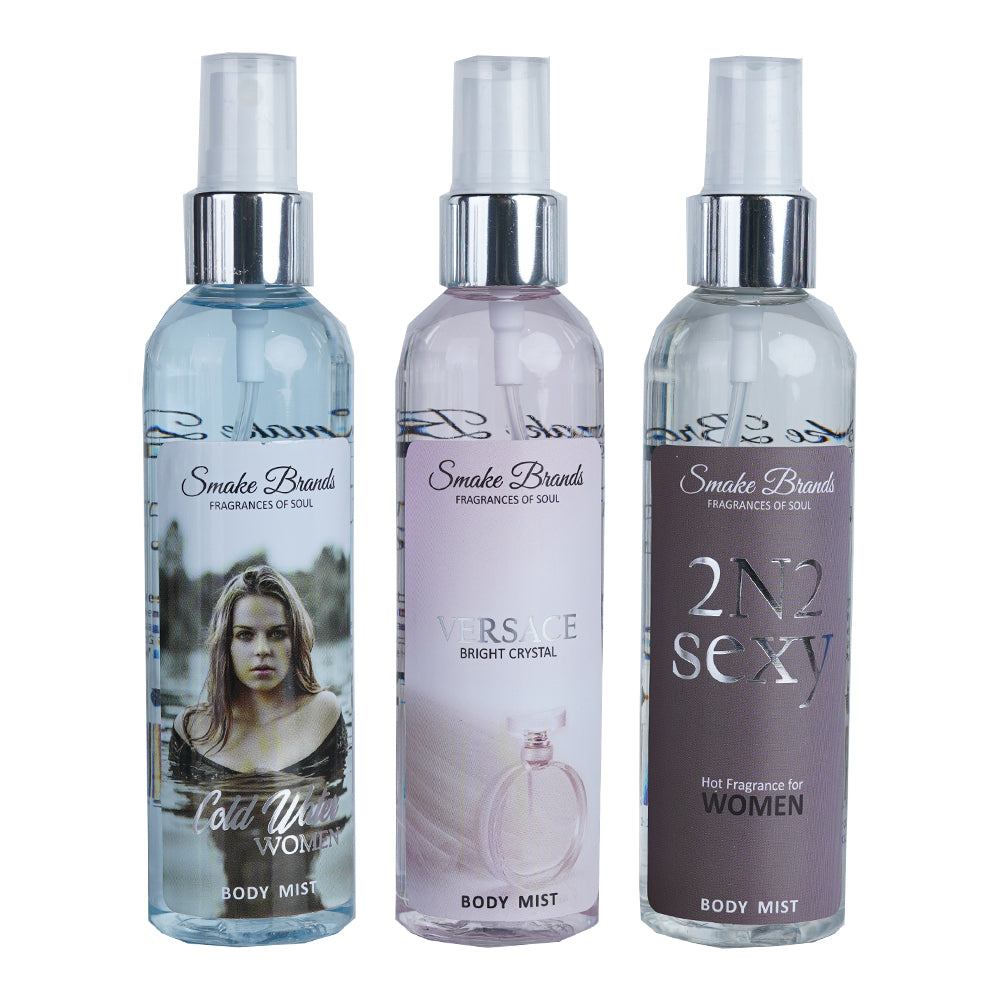 Pack of 3 - Smake Body Mist Body Spray For Men & Women - 125 ml Each