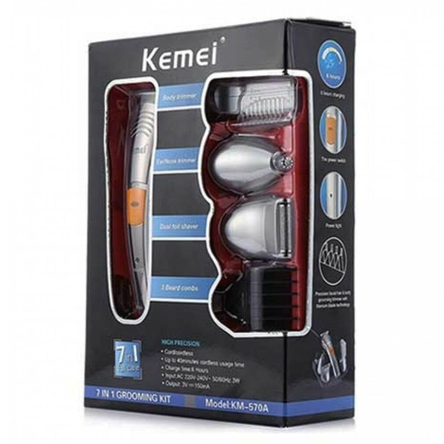 Kemei 7 in 1 Rechargeable Hair Clipper Shaver For Men - KM-570A