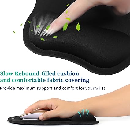 Memory Gel Mouse Pad with Wrist Support- Ergonomic Gel  Silicone- Non-Slip rubberized Base