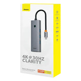 Baseus UltraJoy Series 6-Port HUB Docking Station Space Grey?Type-C to HDMI4K@30Hz*1+USB 3.0*3+PD*1+RJ45*1
