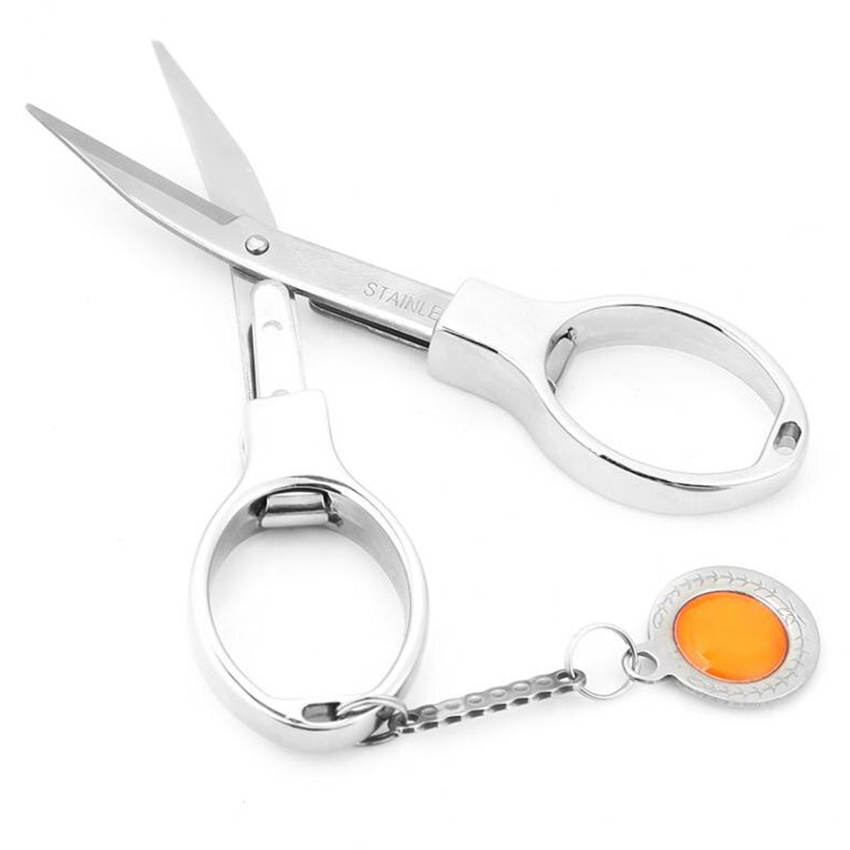Mini Stainless Steel Folding Scissor with Key chain - Silver