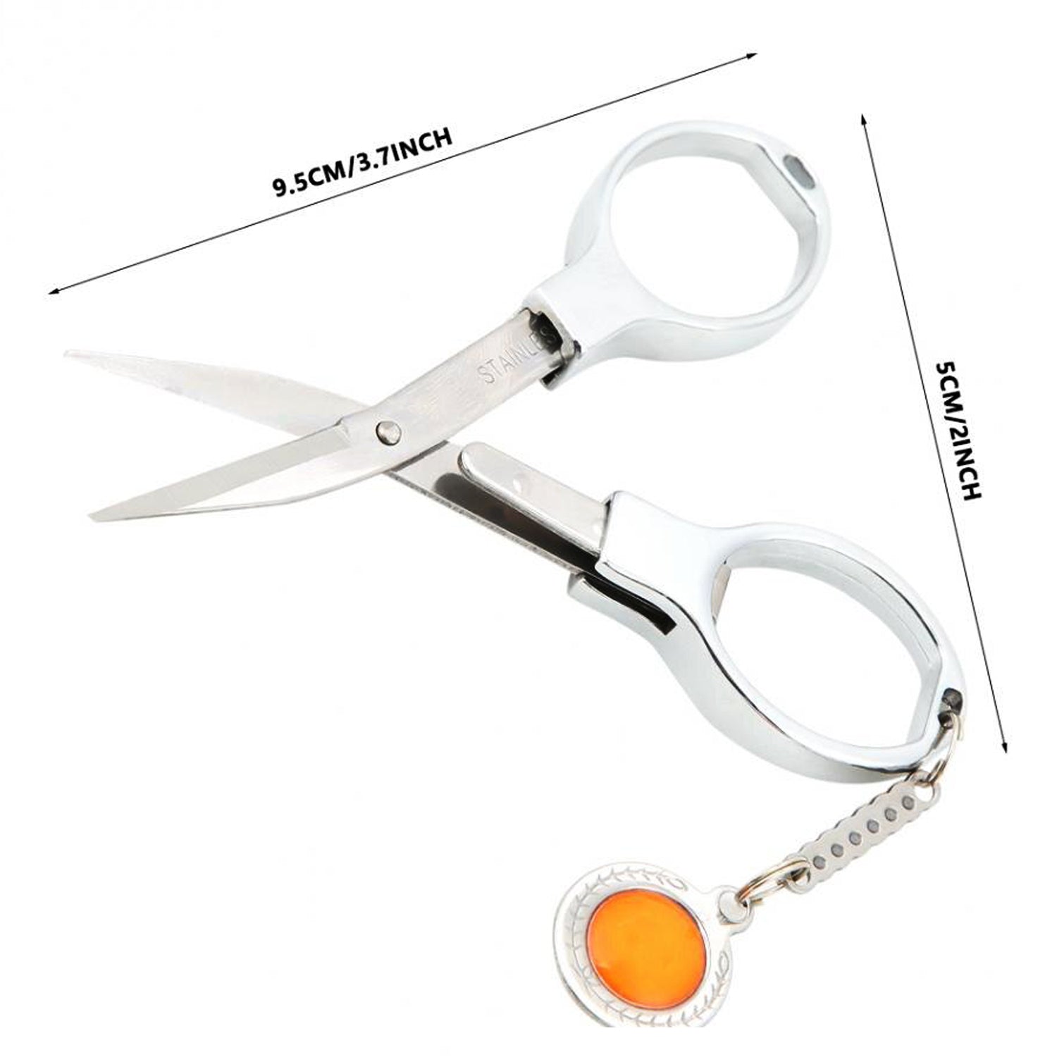 Mini Stainless Steel Folding Scissor with Key chain - Silver