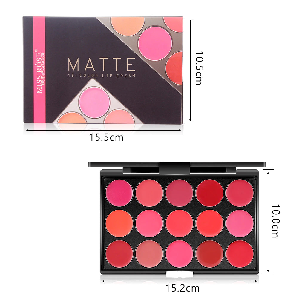 Miss Rose 15 Color Matte Lip Cream