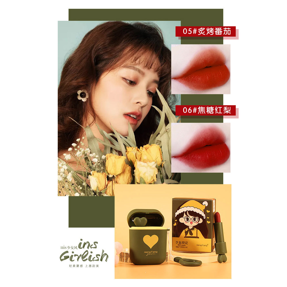 Heng Fang Headphone Style New Girl Mark Double Tube Nourishing Lipstick - Shade 5 and 6