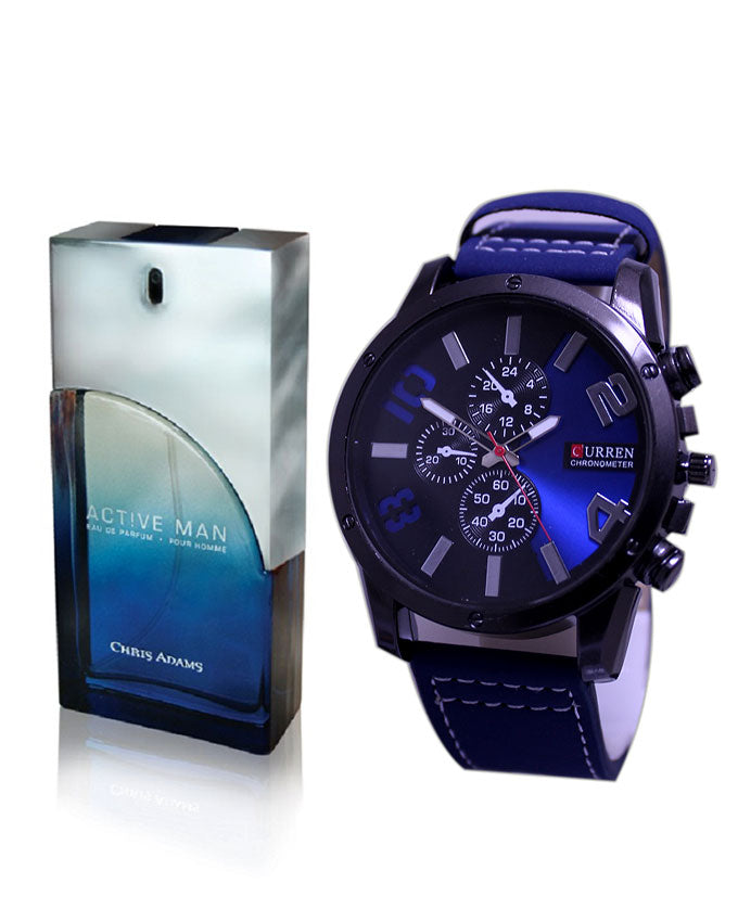 Bundle Offer - Analog Watch & Chris Adams Active Man Perfume For Man - 100 ml