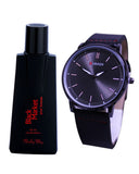 Bundle Offer – Analog Watch And Shirley May Black Market Perfume For Men – 100 ml