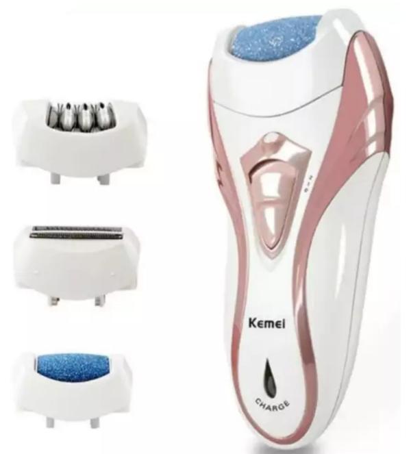 Kemei Rechargeable Electric Epilator 3 In 1 Women Shaver Hair Removal Trimmer - KM-3010