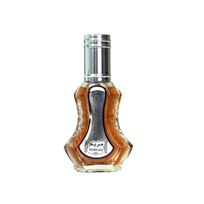 Perfume bottle with silver cap on a white background