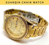 Quanqin Golden Chain Analog Wrist Watch For Men – Golden
