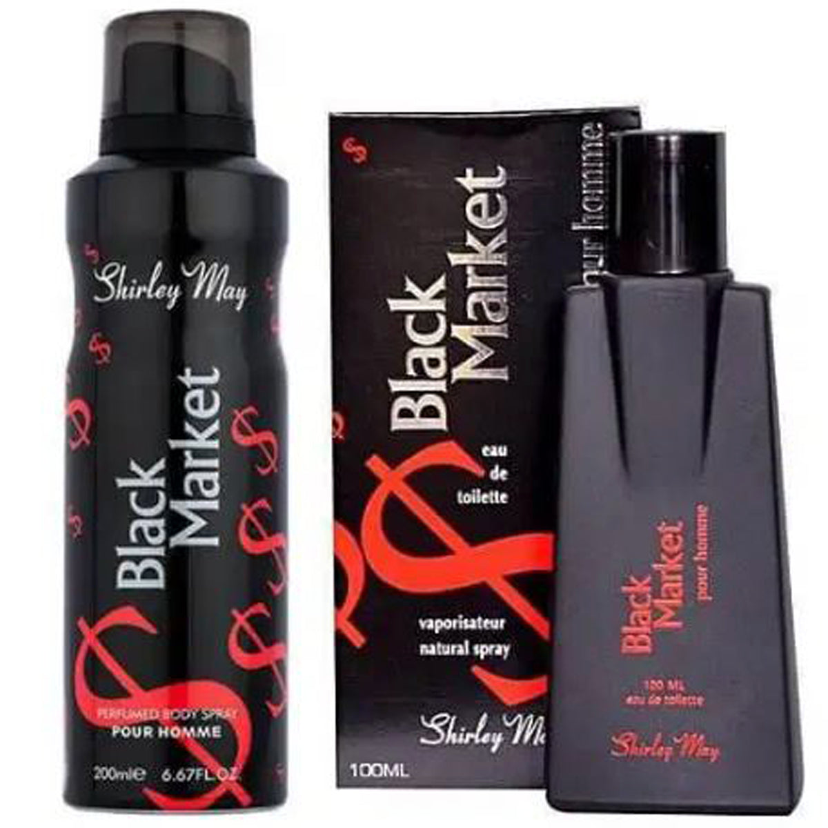 Bundle Offer - Shirley May Black Market Perfume and Body Spray Men – 100 ml & 200 ml