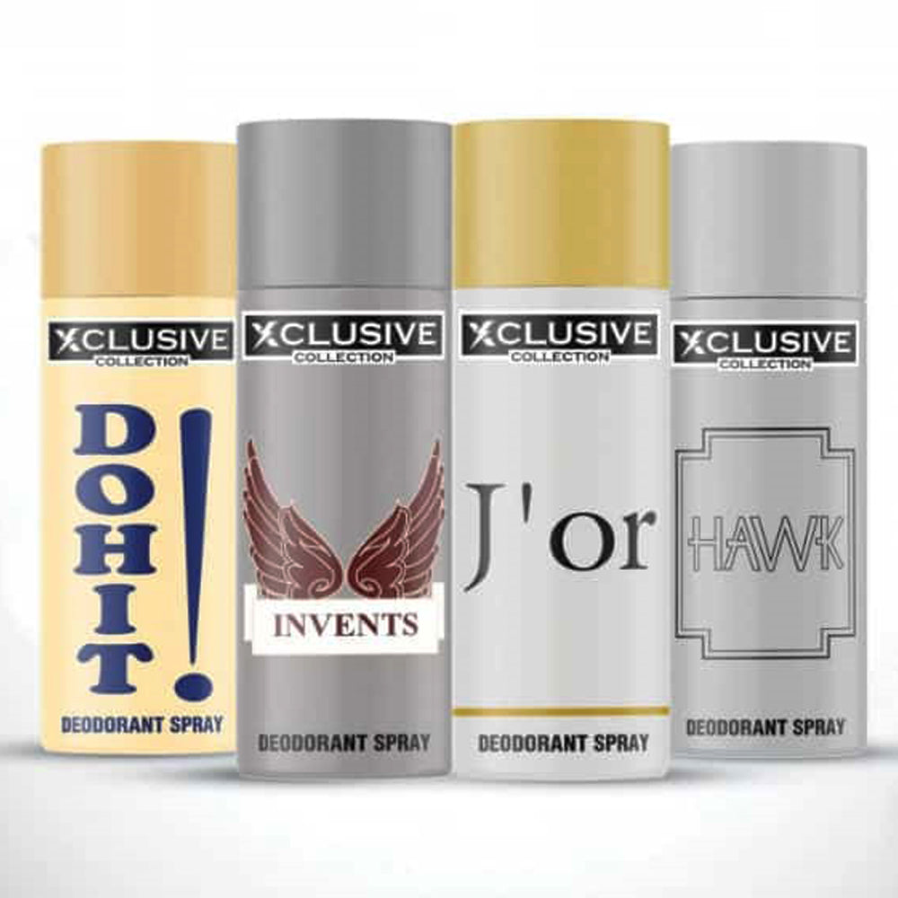 Pack of 4 - Xclusive Multi-color Body Spray Deodorant For Unisex - 200 ml (Each)