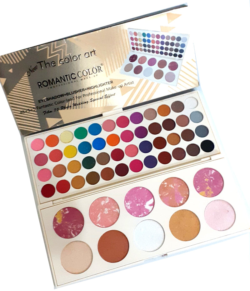 Romantic Color 58 Shades Eye shadow - Makeup Highlighters - Face Blush on Blushers Kit