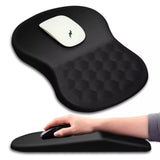Memory Gel Mouse Pad with Wrist Support- Ergonomic Gel Black Silicone- Non-Slip rubberized Base