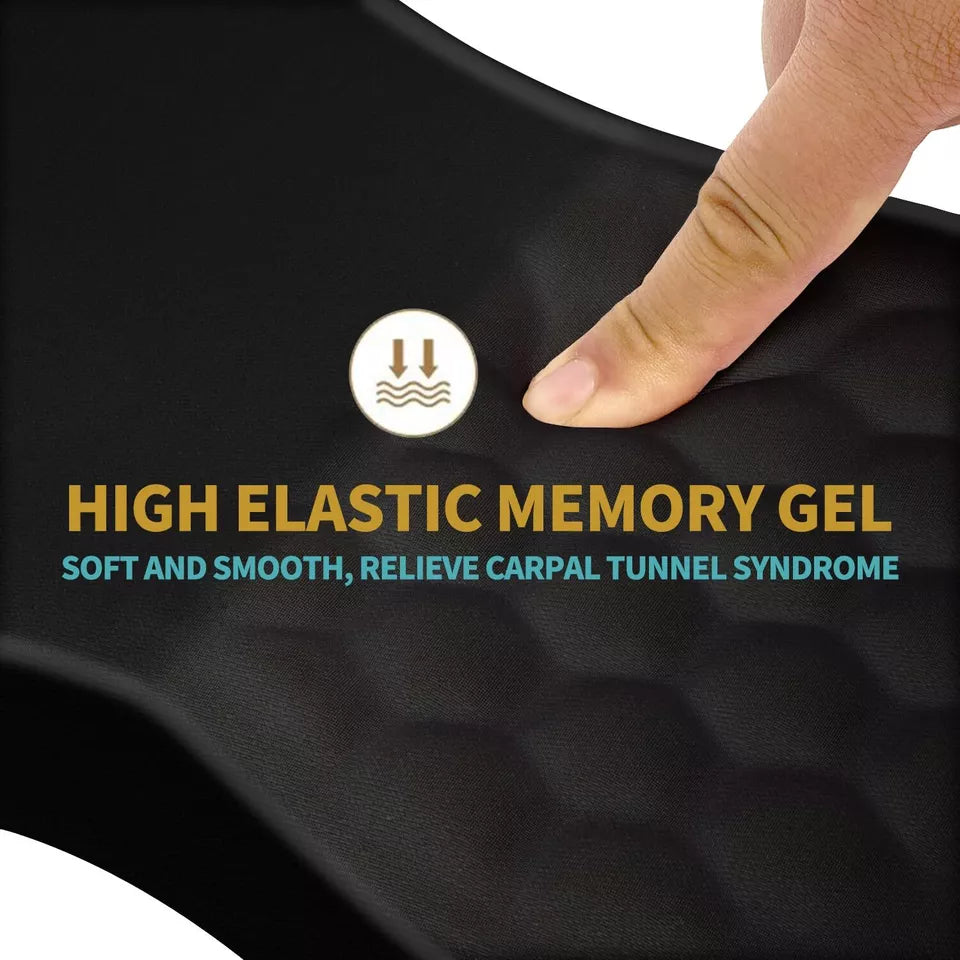Memory Gel Mouse Pad with Wrist Support- Ergonomic Gel Black Silicone- Non-Slip rubberized Base