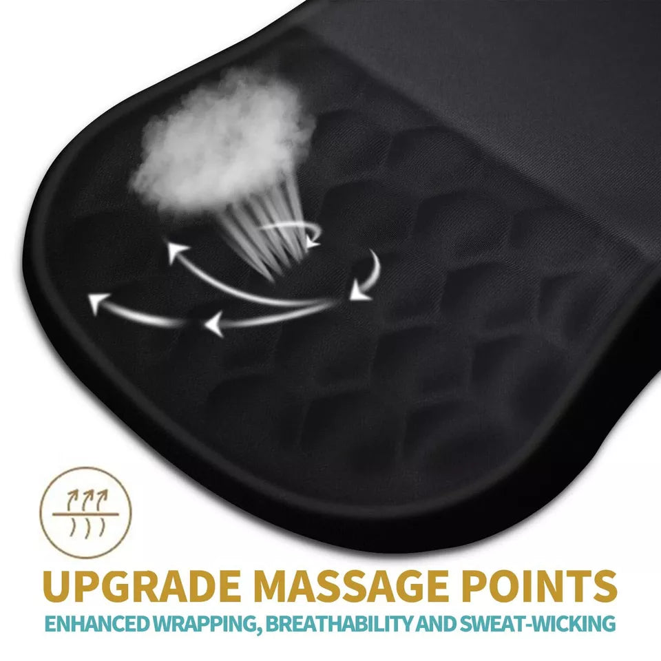 Memory Gel Mouse Pad with Wrist Support- Ergonomic Gel Black Silicone- Non-Slip rubberized Base